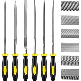 kapoua 6-Piece Metal Needle File Set - Hardened Alloy Steel | Includes Flat, Warding, Square, Triangular, Round, and Half-Round Files, Ergonomic Handles, For Wood, Metal &amp; Jewelry