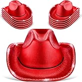 Kigeli 10 Pcs Lights LED Cowboy Cowgirl Hat LED Flashing Hat Cowgirl Hat for Western Cowboy Role Play(Silver,Sequin)