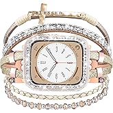 Boho Bracelet & Case Compatible with Apple Watch Band 40mm 44mm 45mm 46mm 41mm 38mm 42mm(S11 S10) Women, Dressy beaded Handmade Leather Strap for iWatch Series11 10 9 8 7 6 5 4 3 2 1 SE