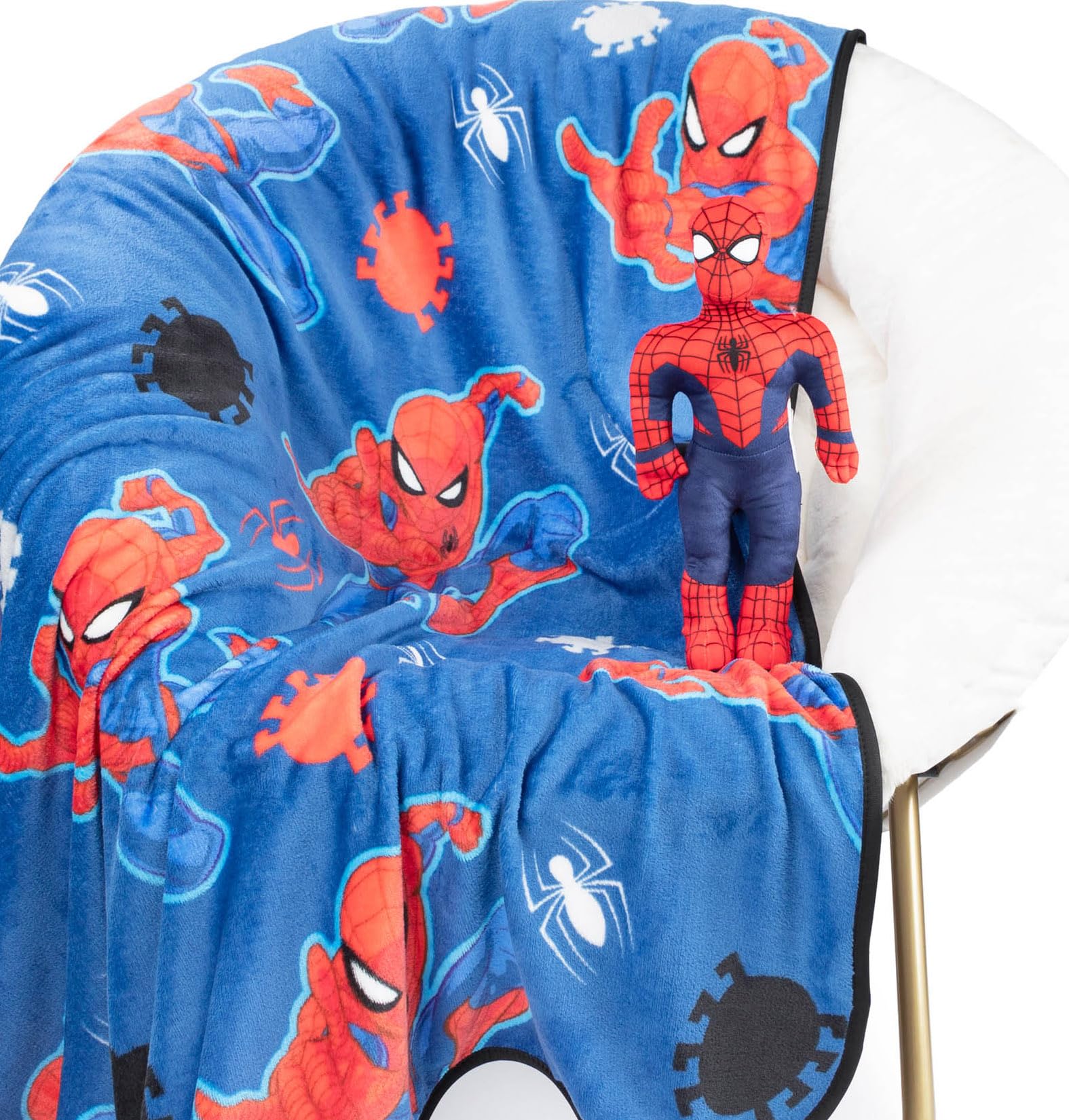 Jay Franco Marvel Spiderman Plush Mini Pillow Buddy & 130 x 150cm Fluffy Throw Blanket Set - Kids Super Soft 2 Piece Cuddle Set