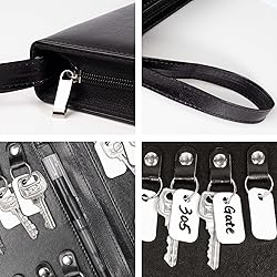 Portable Zippered Key Case, Leather Key Organizer