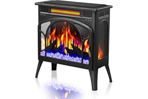 XBEAUTY Electric Fireplace Heater Portable Electric Fireplace Stove Heater Indoor,12 Flame Colors,12 Flame Bed Colors,5 Flame Brightness,5 Flame Speeds,Control The Temperature