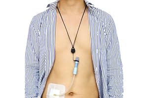 SINAISEA Peritoneal Dialysis Transfer Set Holder Shower Lanyard PD Catheter Accessories Adjustable Neck Cord Protector Secure Tube Supplies Adults Men Women Black (2PCS Silicone Lanyards + 6PCS Rings)