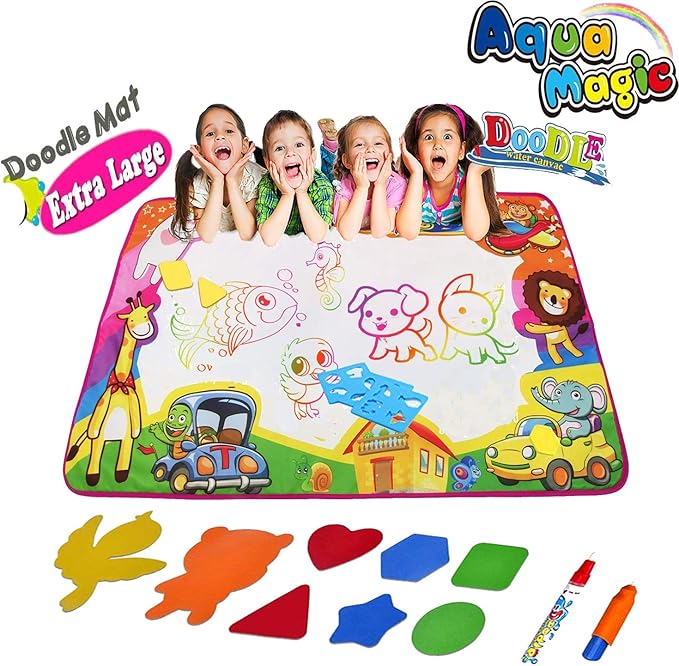 Amazon Aqua Magic mat、水落としマット 子供のおもちゃ アクア落書きマット 大きな水描きマット 幼児 ペイントボード