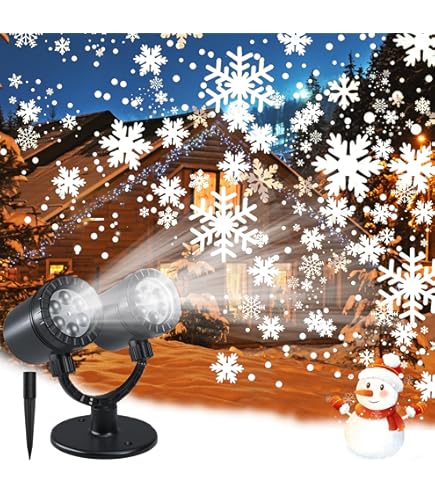 Christmas Projector Lights Outdoor - 2024 Upgraded Double Head Brighter Waterproof Led Snowflake Projector Lights For Outdoor Indoor Parties Garden Patio And Christmas Decorations