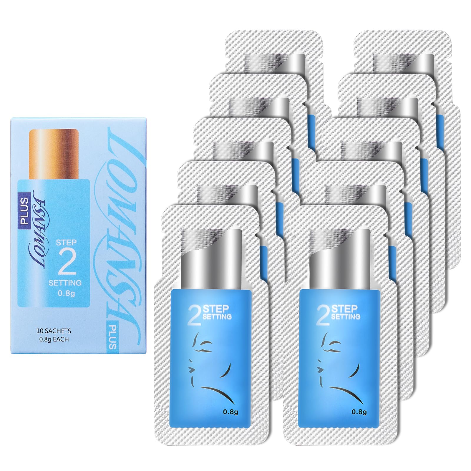 Lomansa Lash Lift Lotion, Lash Lift Kit, Separate Steps Perming Lotion, Individual Sachets For Eyelash Perming and Brow Lamination, 10 Sachets, 0.8g Each (STEP 2)