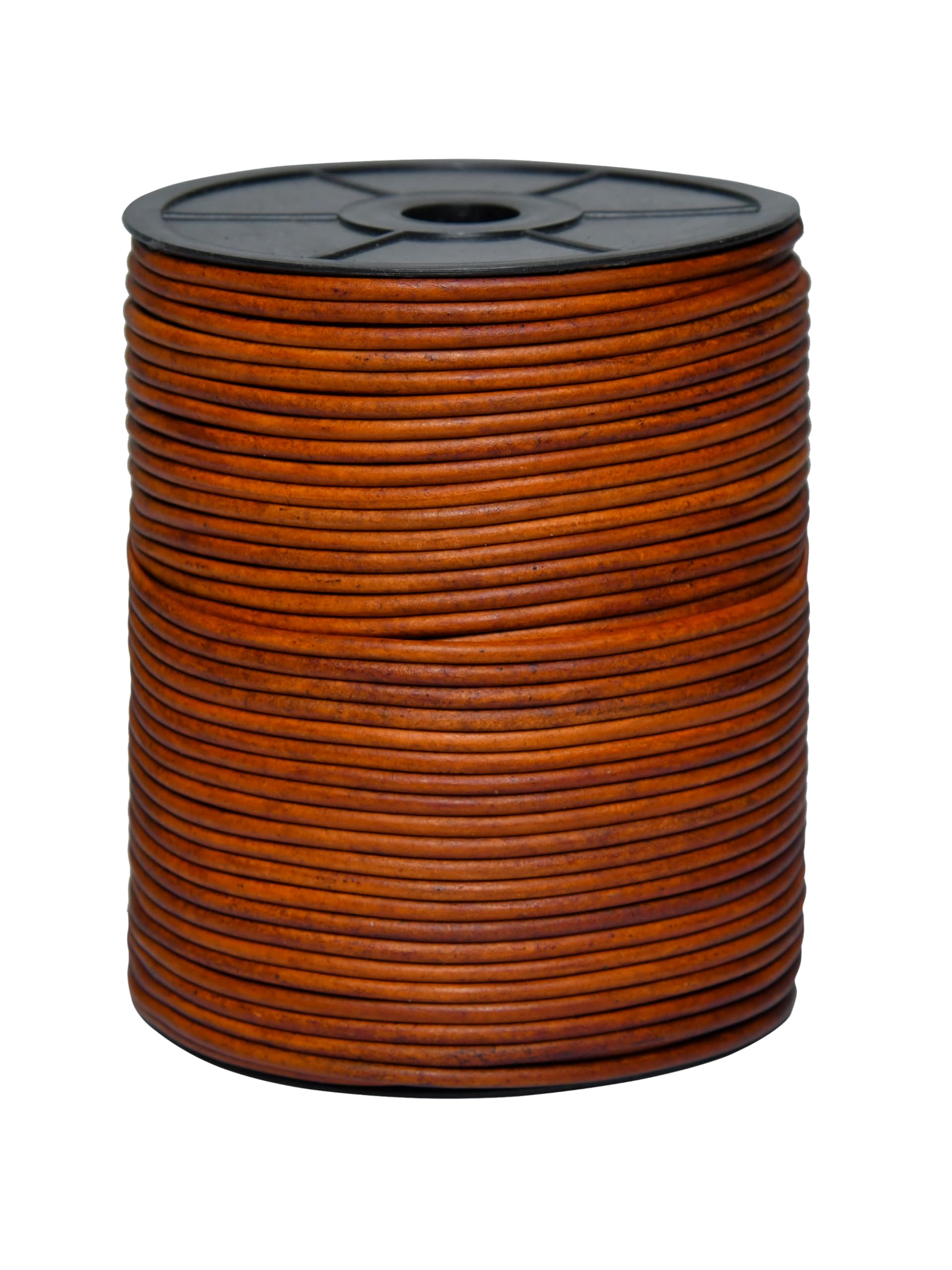 Cords Essentials Round Genuine Leather String Cord, Rope for Jewelry Making, Necklaces, Bracelets, Kumihimo Braiding, Wraps, Crafts and Hobby Projects (Distressed Tan, 3.0 MM)