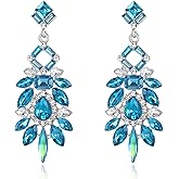 BriLove Art Deco Rhinestone Marquise Emerald Cut Rectangle Geometric Statement Earrings for Women