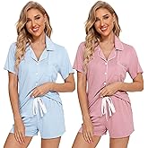 Leikar 2 Pack Button Up Pajama Set For Women Sleepwear Soft Pjs Bride Pajamas