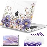 Mektron for 2025 MacBook Pro 14-inch M5 Case A3434 Fits 2024-2021 M4 A3112 A3401 A3185 M3 A2918 A2992 M2 A2779 M1 A2442 Pro/Max, Printed Plastic Hard Shell Laptop Cover, Floral C146