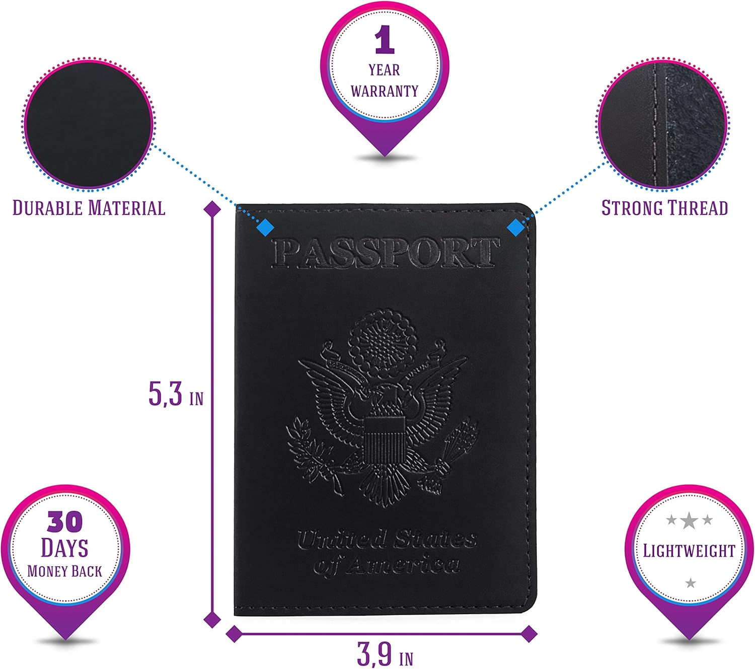  | Black Passport Cover - Passport Holder - Passport Case for Men & Women … | Passport Covers