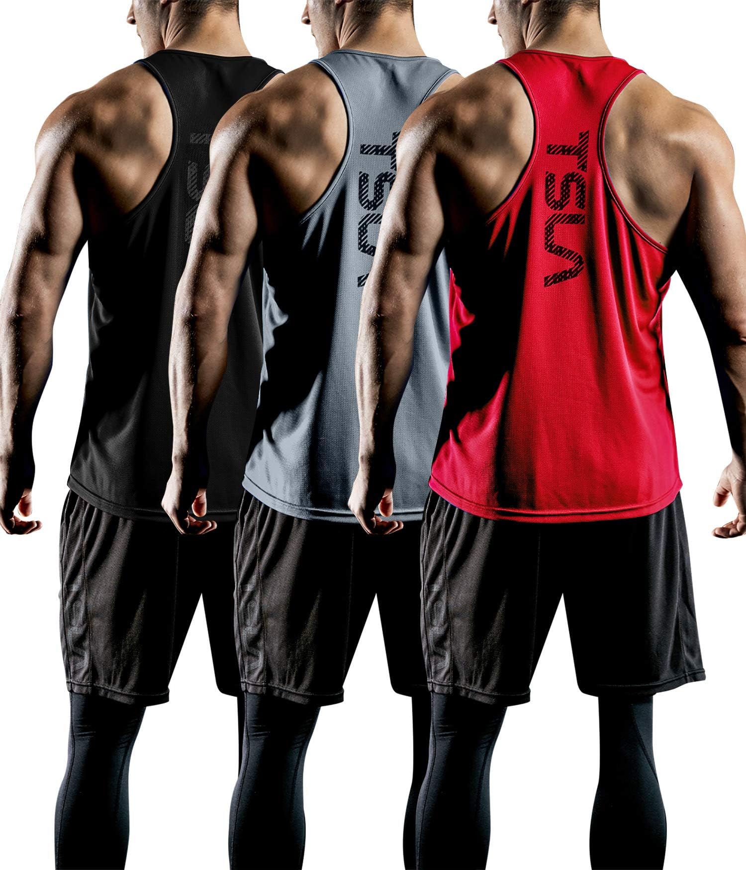3 Pack Men's Dry Fit Y-Back Muscle Workout Tank Tops, Athletic Training Gym Tank Top, Sleeveless Bodybuilding Shirts