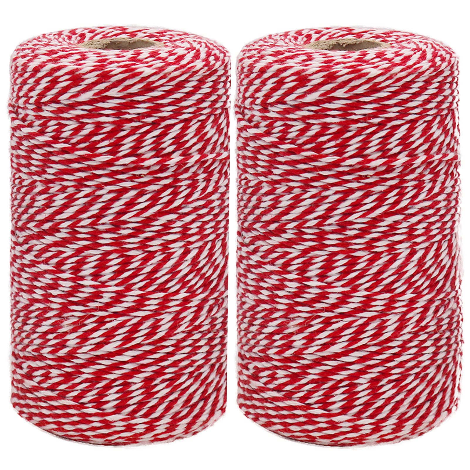 400M Butchers Twine - Red & White Cotton Twine for Crafts, Wrapping, Cooking & More