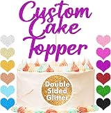 EDSG Personalised Cake Topper Happy Birthday Purple Glitter 11 Colors view 2