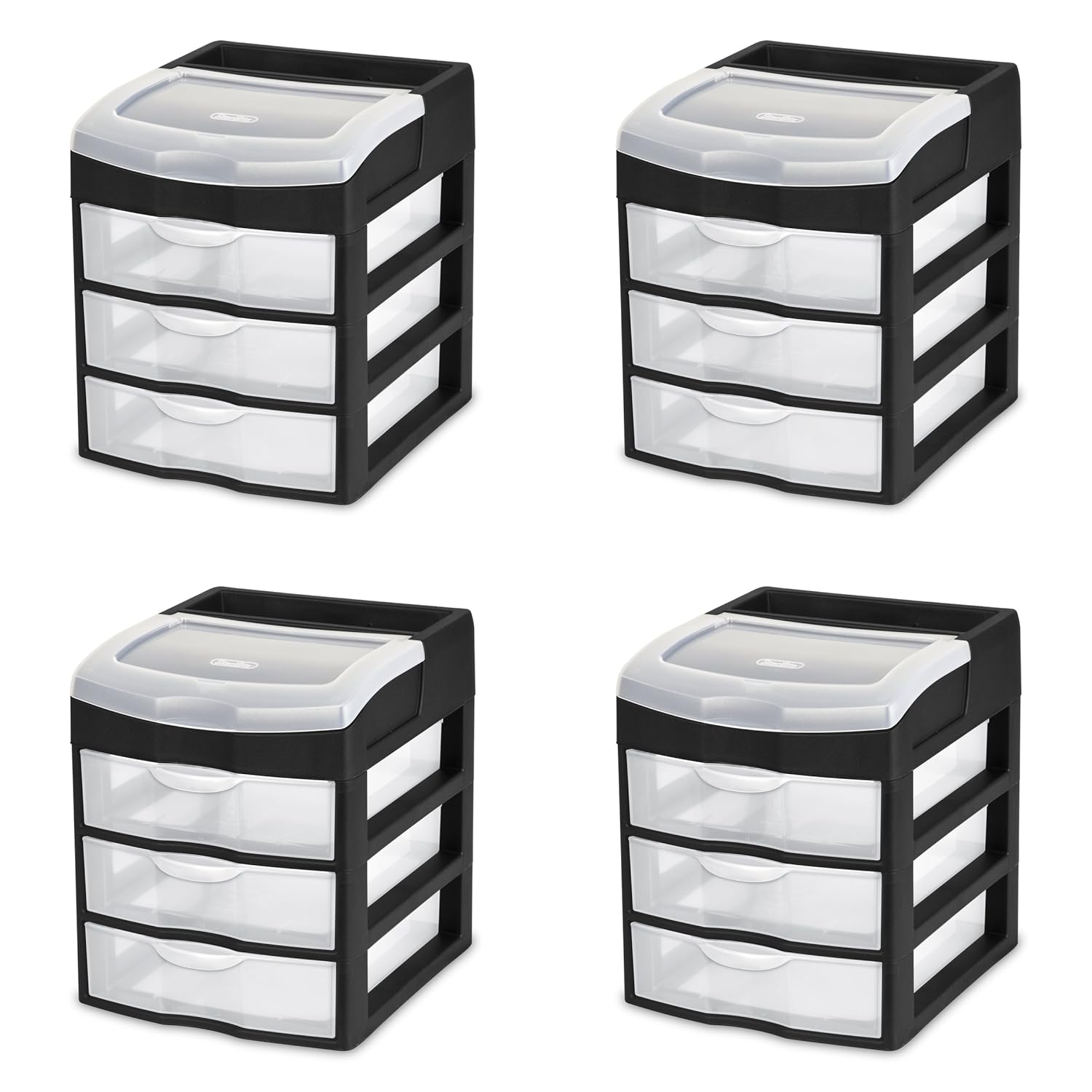 STERILITE 20639004 3 Drawer Desktop Unit, Black Frame with
