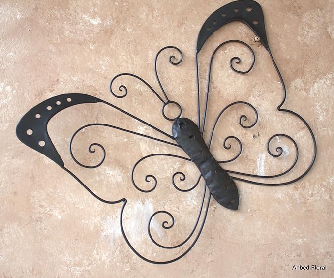 Large Butterfly Wrought Iron Wall Grille Metal Decor Hanging Amazon.co.uk Kitchen & Home