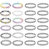 BodyJ4You 24PC Tattoo Choker Necklace - 90s Choker Necklaces Y2K Fashion Trendy Vintage - Daisy Flower Charm Colorful Rainbow Black Goth Pendant - Stretchy Elastic Necklace Summer Gift Set
