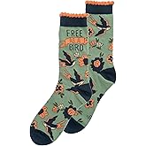 Karma Daisy Crew Socks - Cute and Funny Socks for Women - Bright and Colorful Designs - One Size Fits Most - Sparrow