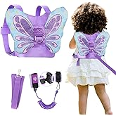 Lehoo Castle Toddler Leash for 1-5 Years, Baby Safety Harness for Girls with Anti-Lost Key Lock & Adjustable Strap, 3-in-1 Wrist Leash and Kids Backpack Harness for Walking Travel (Purple Butterfly)
