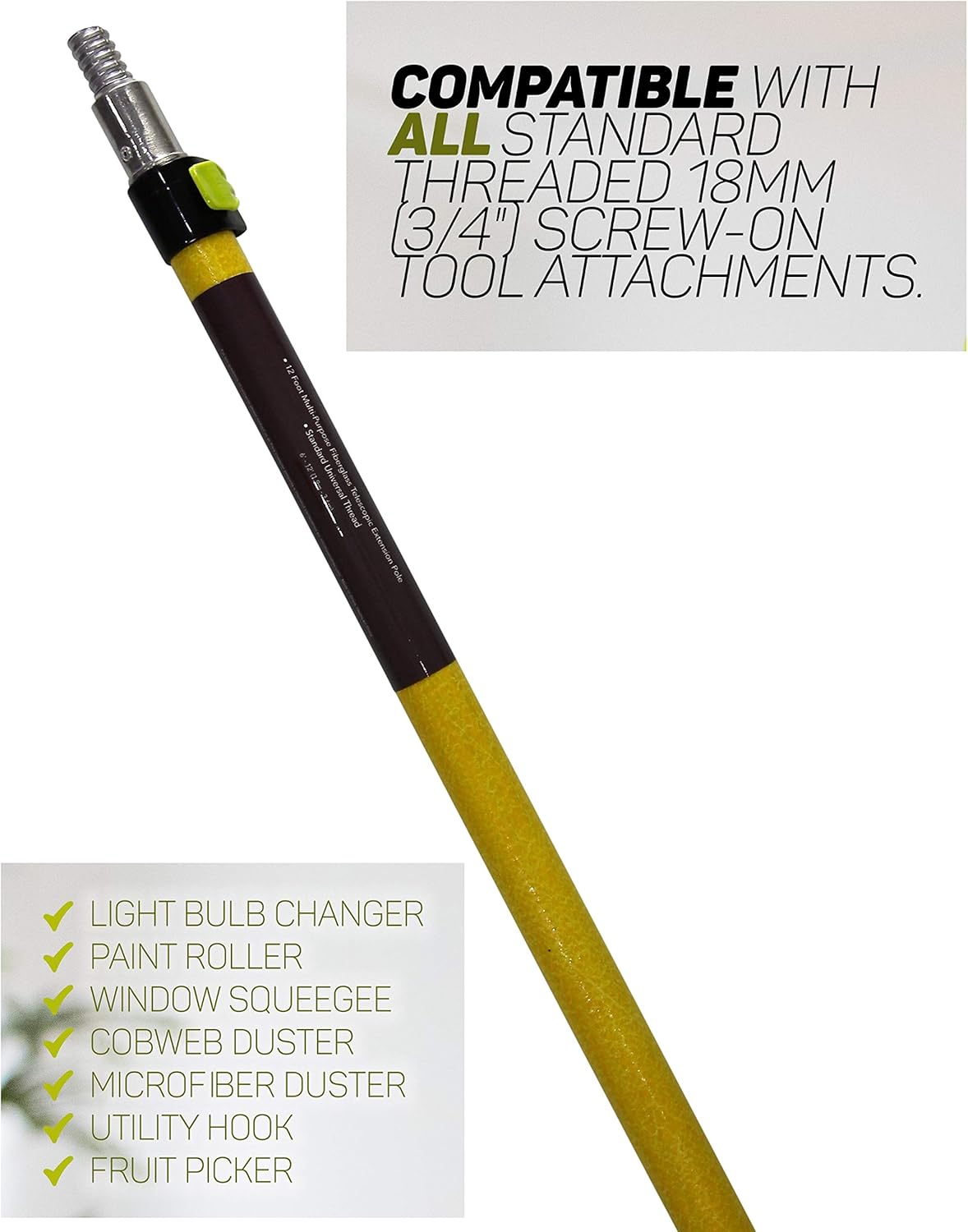 Home & Garden Paint Roller Extension Poles 612 ft Telescoping Adjustable Fiberglass Durable