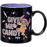 Silver Buffalo Lilo and Stitch Halloween Give Me Candy Glitter 20oz Ceramic Mug