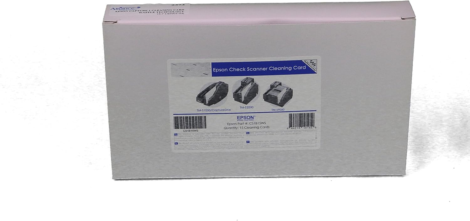 Epson CaptureOne Check Scanner Cleaning Card Featuring Waffletechnology, 15 Cards per Box: Electronics
