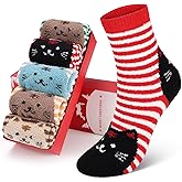 Airpal 5 Pairs Womens Fuzzy Socks Warm Cozy Fluffy Slipper Socks Funny Socks Christmas Gift for Women
