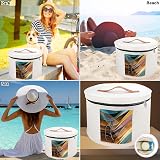 Les-Theresa White Felt Hat Storage Box 15.7"x9.8" Round Foldable Hat Carrier view 7