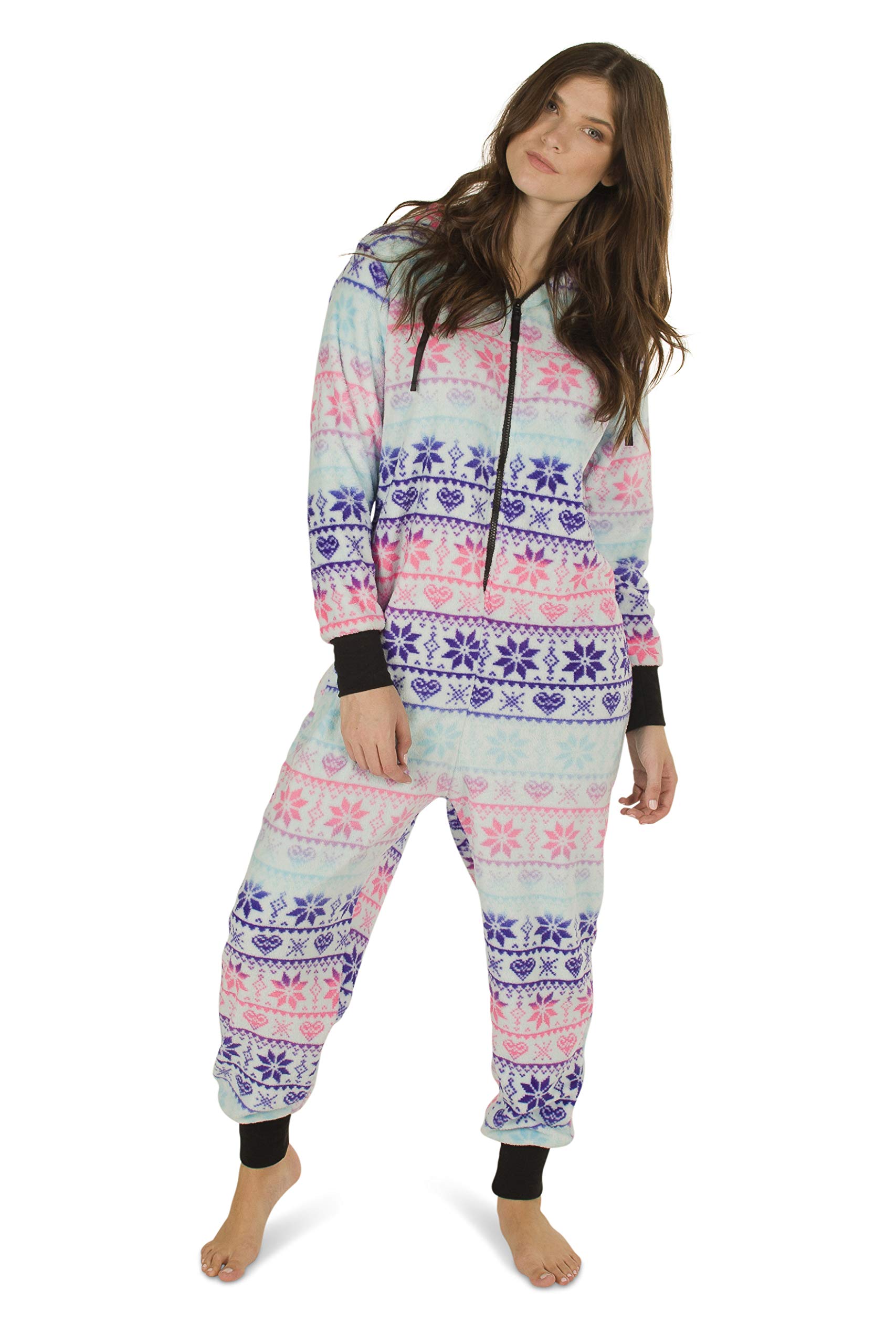 Totally Pink Womens Warm and Cozy Plush Adult Onesies for Women One