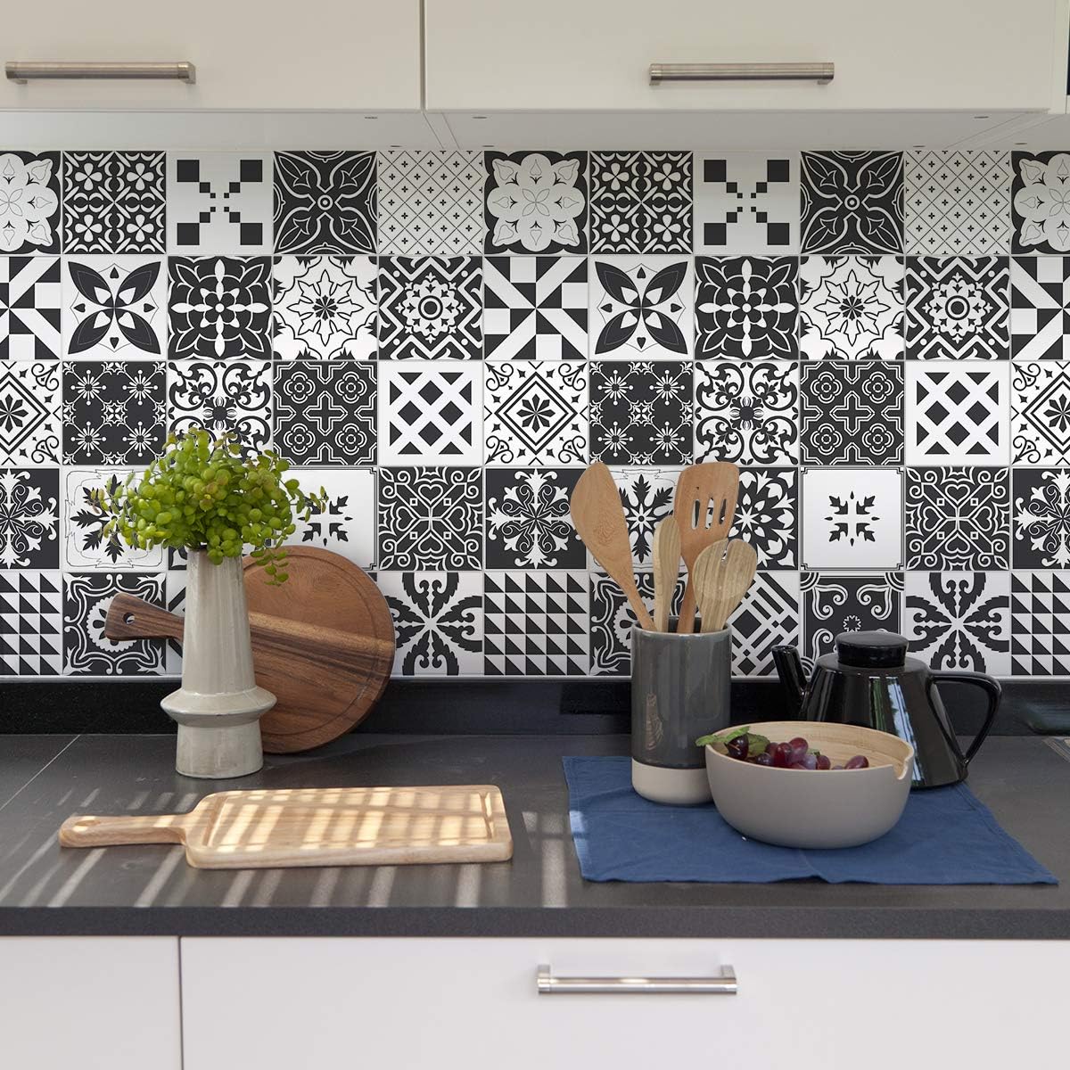 Ambiance Sticker Self-Adhesive Decorative Wall Decal Cement Tile for Bathroom and Kitchen Agustino - Pack of 24 Stickers of 20 x 20 cm - Image 3