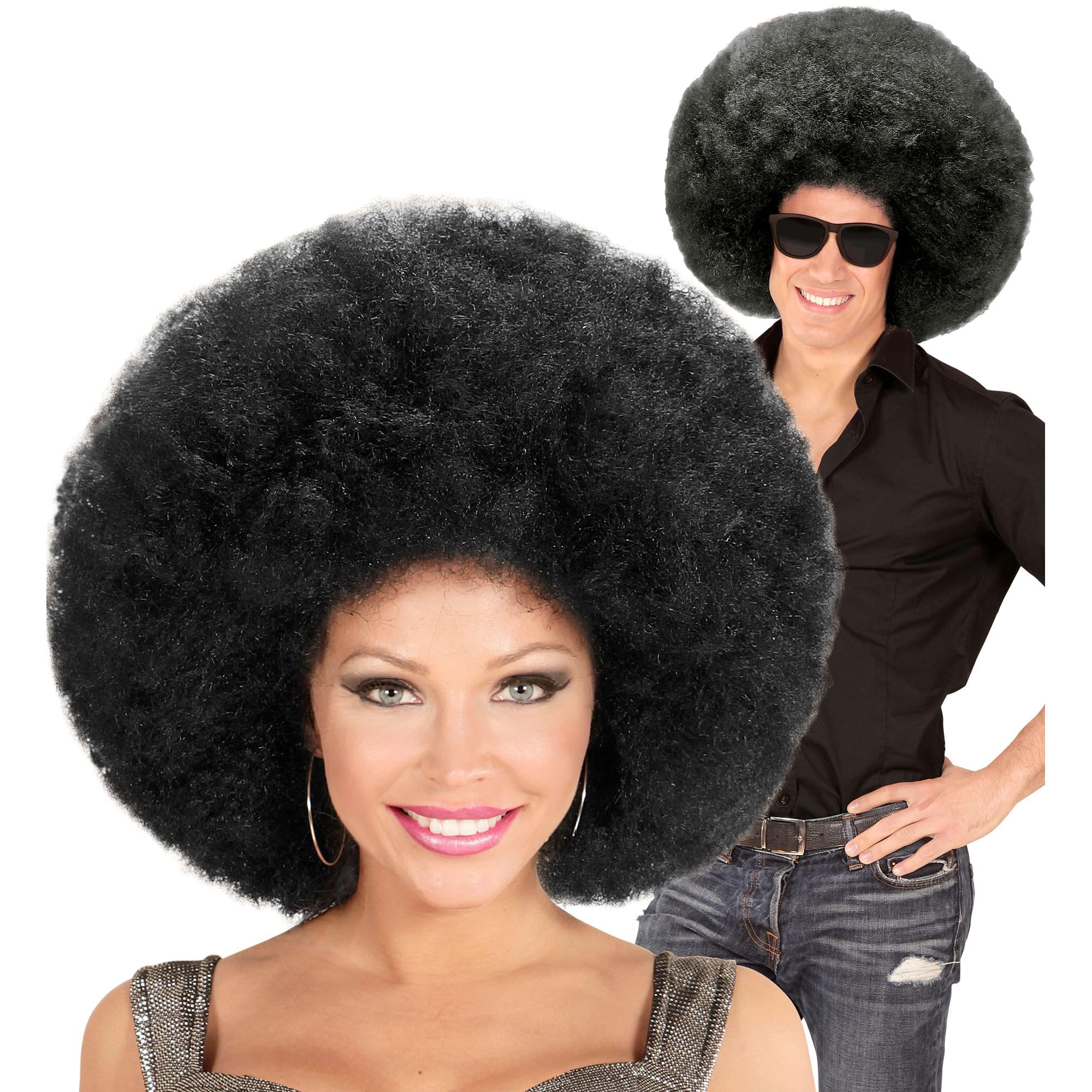 Widmann Oversized Large Afro Wig 70s 80s Mens Ladies Unisex Giant Disco Black