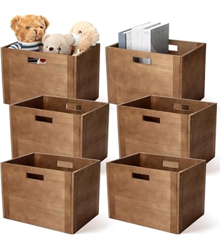 Amazon.com: Menkxi 4 Pcs Stackable Wood Storage Cube for Shelves
