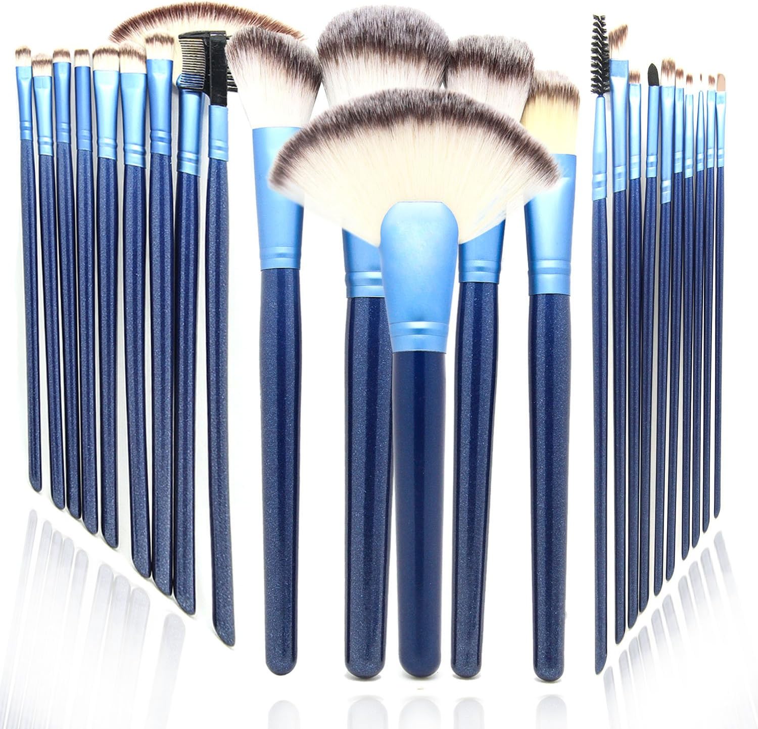 24 Piece Makeup Brushes , ACCLOVE Professional Makeup Brush Set Include Blush Concealer Foundation Eyeshadow Eyeliner Lip Brush with Travel Case (Blue)