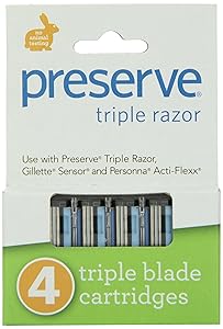 Preserve Triple Razor Blades, 24 cartridges (4 razors in each box, 6 boxes total), Packaging may vary