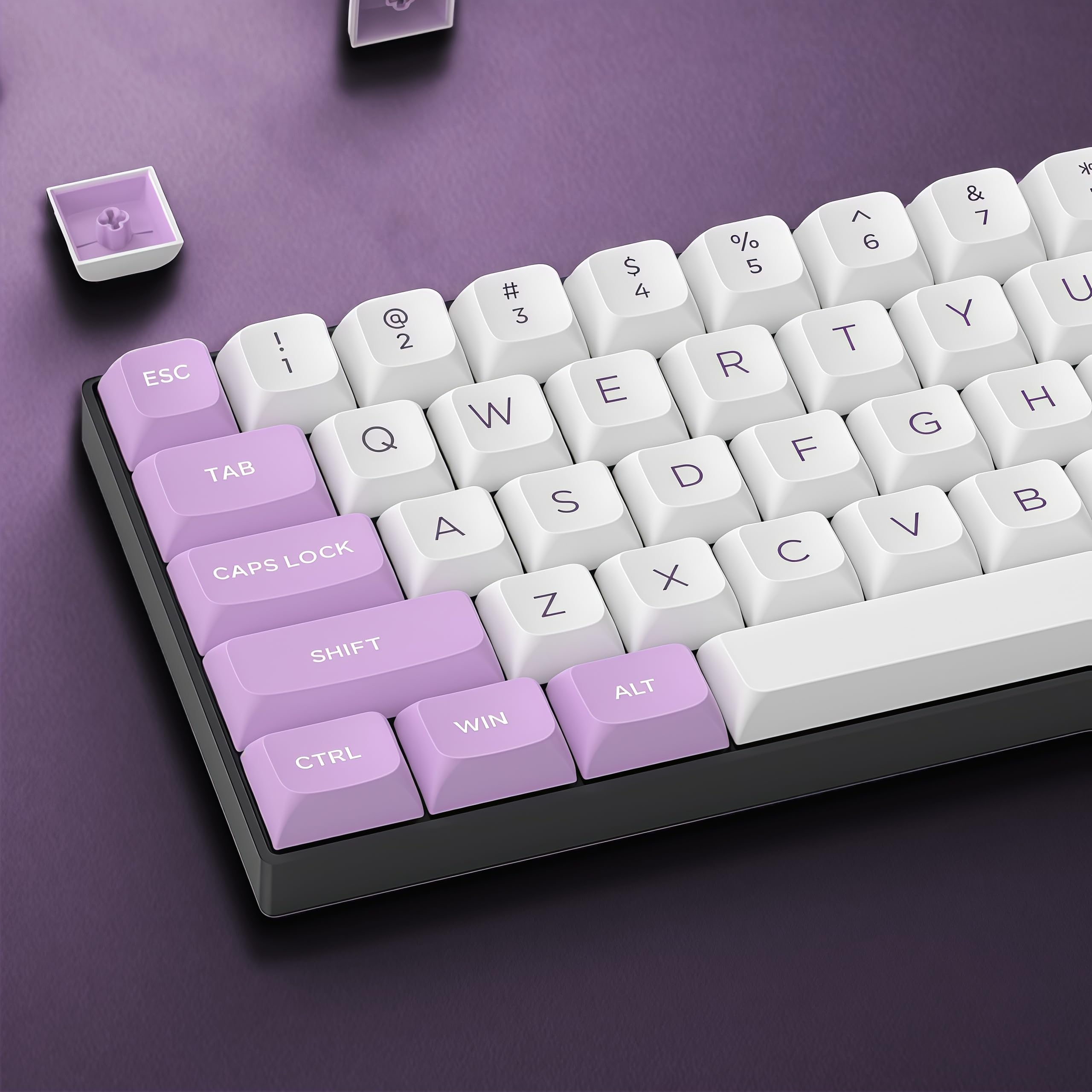 dagaladoo XVX 189-Key Double Shot PBT Keycaps, XVX Profile for Cherry/Gateron MX Switches, 60%/65%/75%/100% Mechanical Keyboards, White/Purple