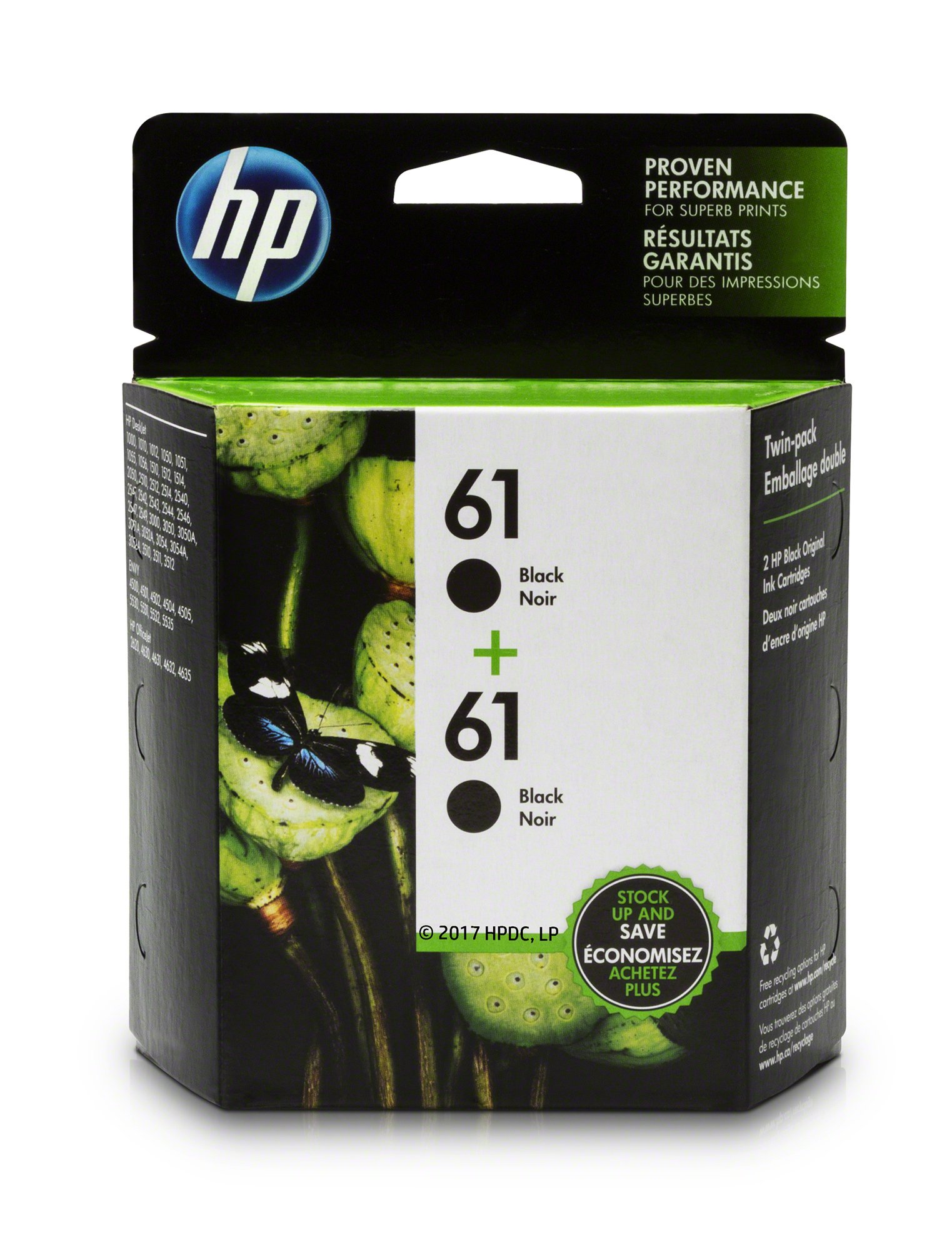 HP 61 Black Ink Cartridge (CH561WN), 2 Ink Cartridges (CZ073FN) for HP
