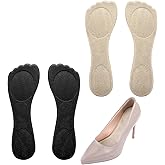 2 Pairs High Heel Insoles for Women, Non-Slip High Heel Comfort Pads Adhesive Gel Cushion Insoles for Sandal Flats Boots Dress Shoes (Beige, Black)