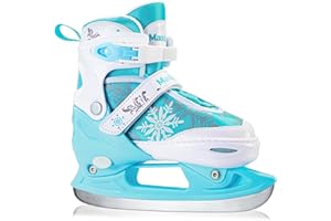 Maxluke Snowflake Girl's Adjustable Ice Skates | Kids Ice Hockey Skates for Girls Boys Youth | Fun Beginner Ice Skating Shoes for Outdoor and Rink | Soft Comfortable Lining | Three Colors Available