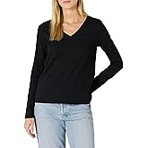 Amazon Essentials Women's 100% Cotton Regular-Fit Long-Sleeve V-Neck T-Shirt