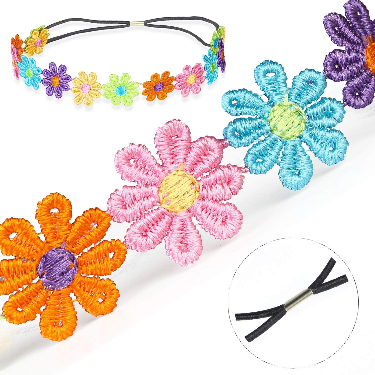 Beelittle Hippie Costume Set - 60's Style Retro Vintage Glasses Peace Sign Necklace Sunflower Crown Hair Band 60s Hippie Dressing Accessory Set (D): Clothing