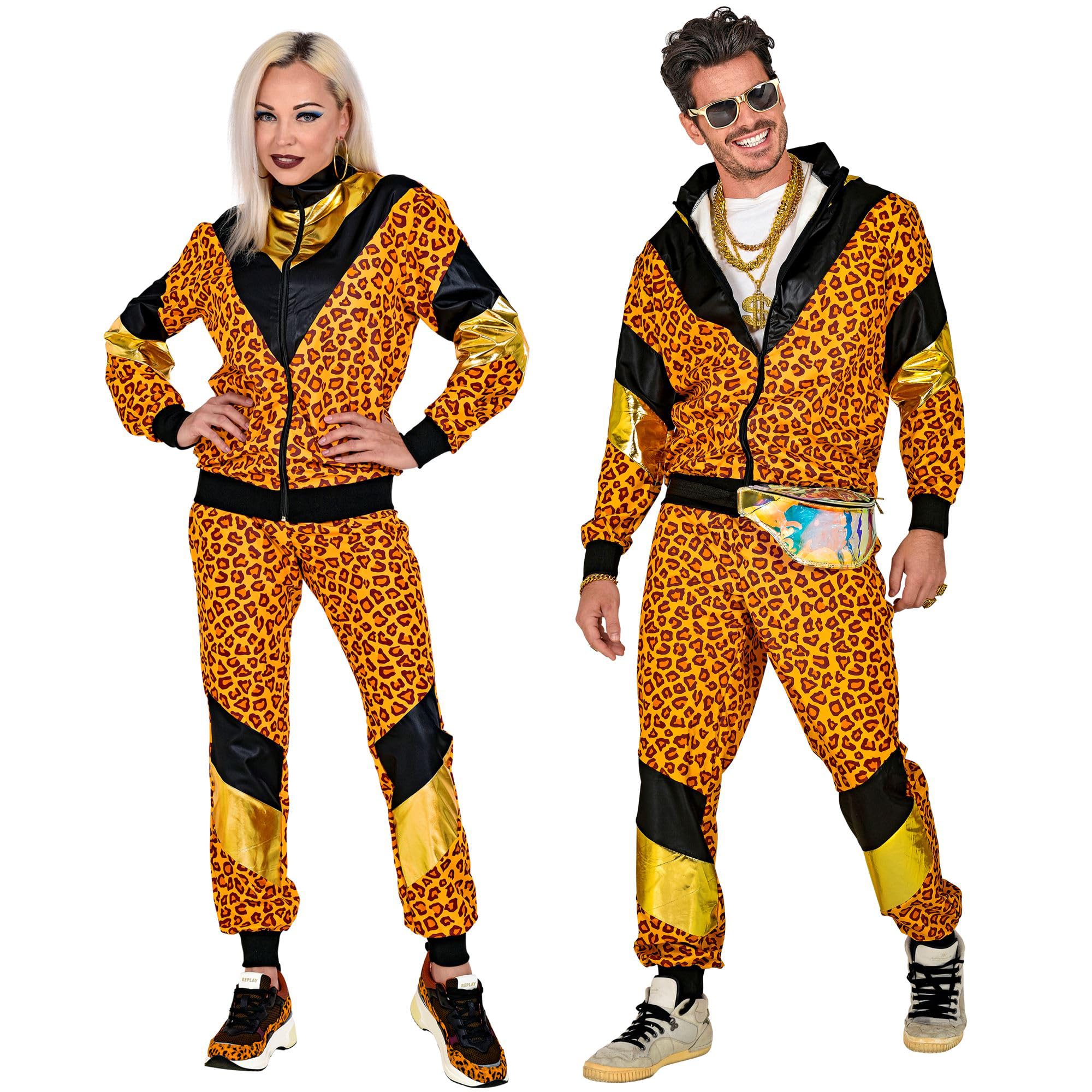 WIDMANN MILANO PARTY FASHION W Costume Tracksuit 80s Leopard Jogging Suit Retro Style Party Animal Carnival