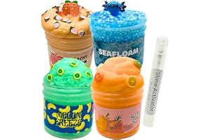Squeezy Magic Slime 4-Pack Mini Textured Slime Set, Handmade in Canada Non-Toxic, Includes 4 Textures, 2oz Each, Gifts for Gi