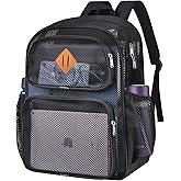 DST Gainbow Mesh Backpack for School 34L Extra Large Heavy Duty Mesh Bookbag for Adults Boys Girls Semi-Transparent Net Back Pack with Laptop Pocket for College Beach Fitness Sport(Black)