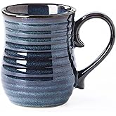 masoline 21 oz Large Ceramic Coffee Mugs, Handmade Cup with Large Handle, Big Tea and Coffee Cups for Office and Home, Microwave and Dishwasher Safe (Blue Green)