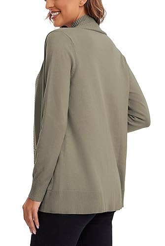 Urban CoCo Women's Lightweight Open Front Knit Cardigan Sweater Long Sleeve  with Pocket (Deep Camel, M)