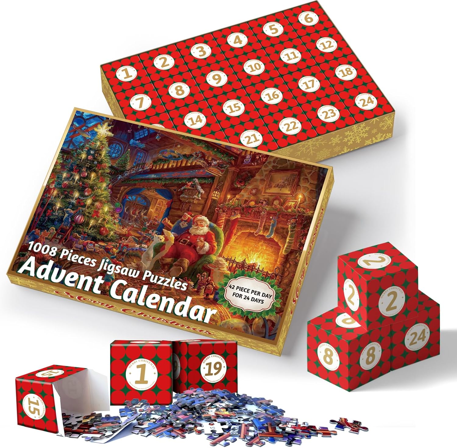 Advent Calendars - Advent Calendar 2023, Christmas Scene 24 Days Jigsaw Puzzles Countdown Calendars for Kids, Boys, Girls, Teens, Over 1000 Pieces Puzzle Advent Calendar 2023 Adult, Parents, Xmas Gift for 5-7, 8-12 (M2)