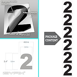 iSYFIX Black Vinyl Number 2 (Two) Stickers - 6 Pack