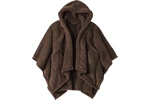 CUBRIDGE Wearable Blanket Sherpa Poncho Office Work Warm Cozy Shawl Blanket,Plush Cape Wrap for Adults