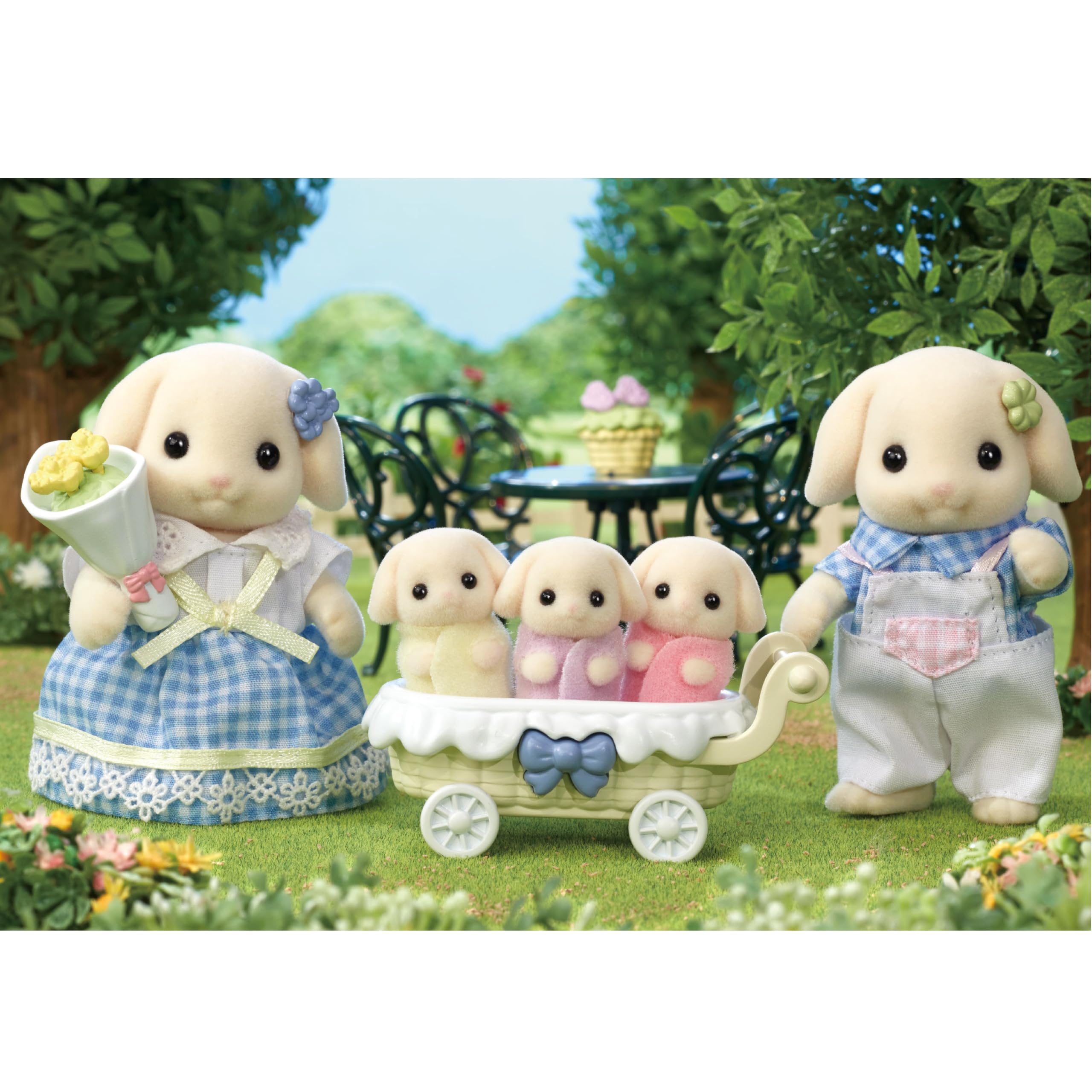 Calico Critters Flora Rabbit Family - Set of 5 Collectible Doll Figures for Children Ages 3+