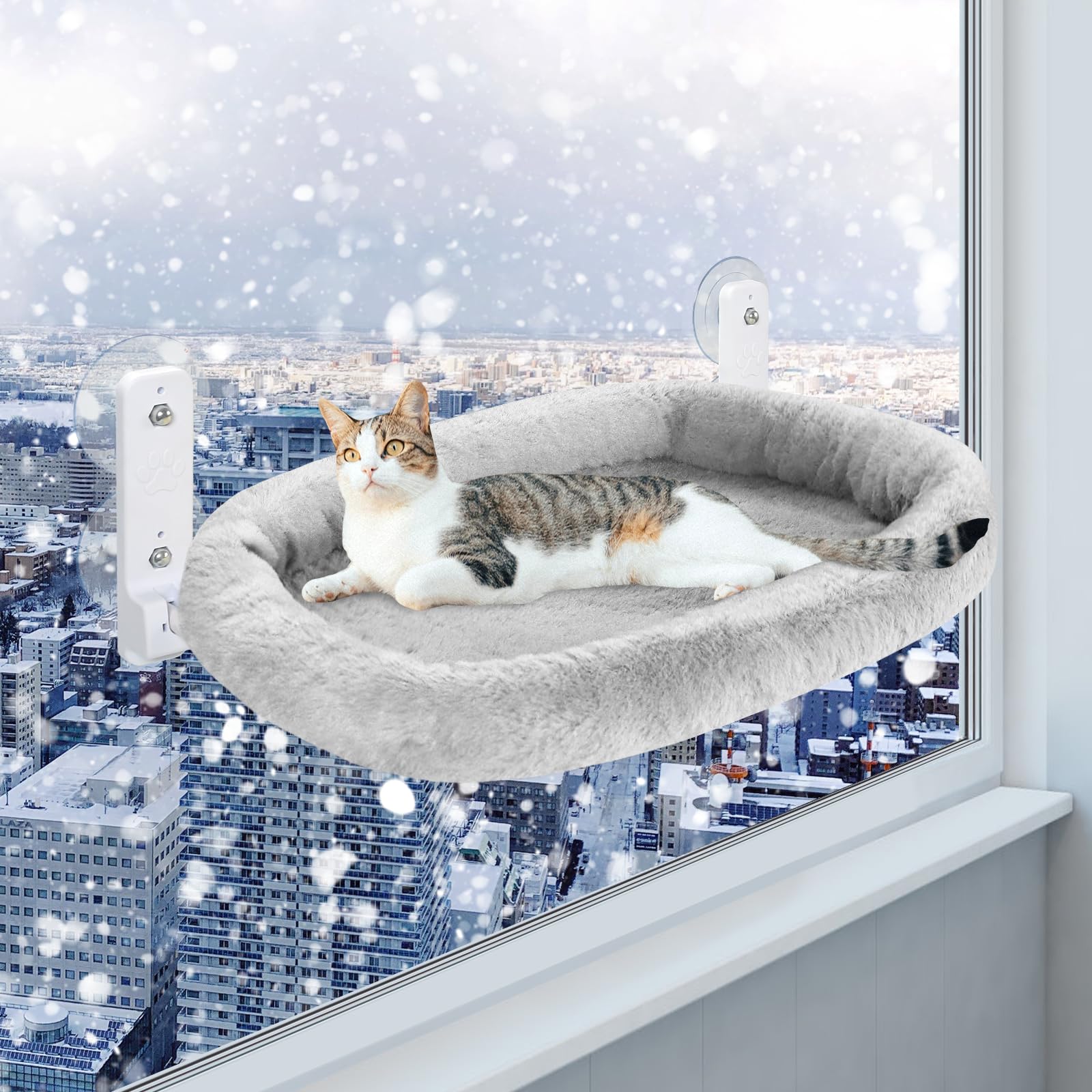 Casgee Window Lounger for Cats 60 x 30 cm Grey Cat with Toilet